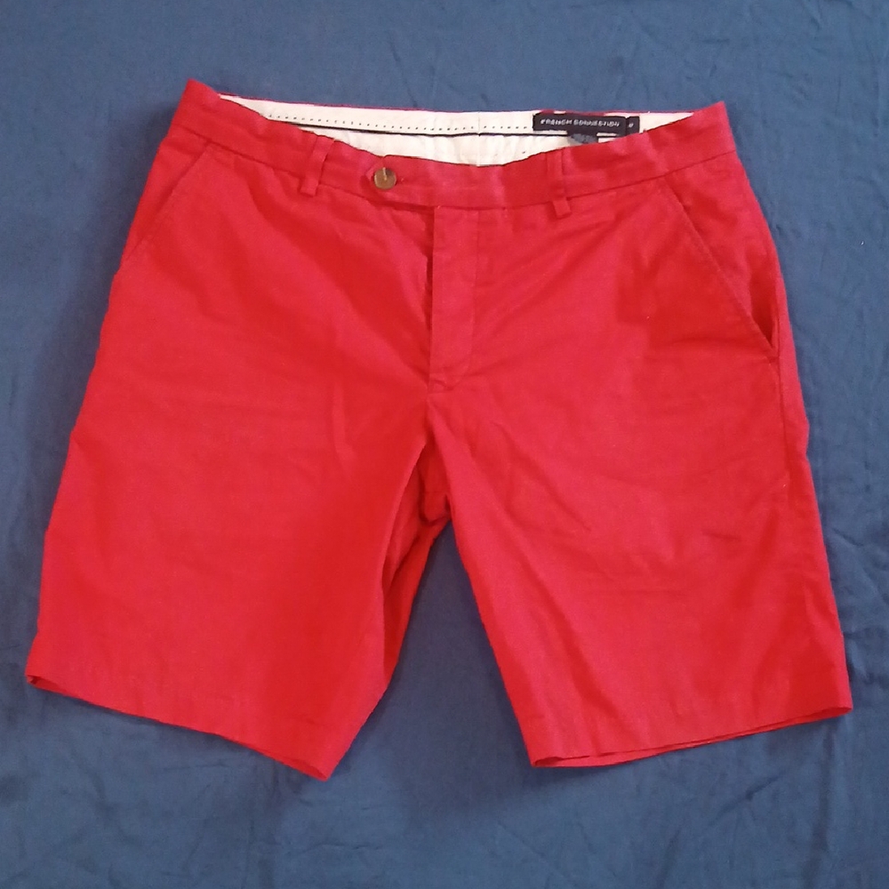 French Connection Vibrant Red Men's Flat Front Shorts
